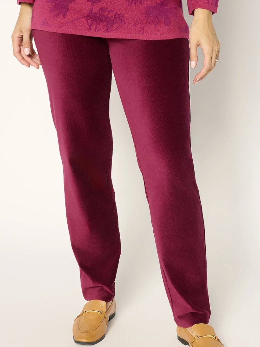 Susan Graver Weekend Petite Knit Corduroy Straight Leg Pants  16551